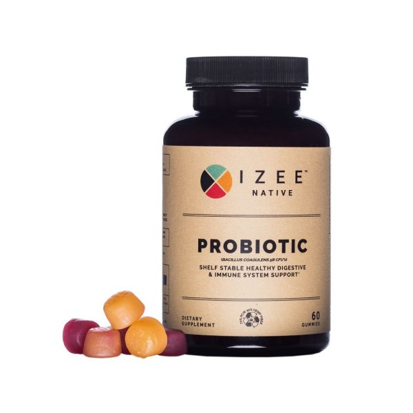 Photo of bottle with probiotic gummies